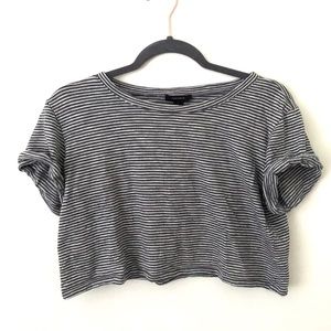 Grey and white striped crop top